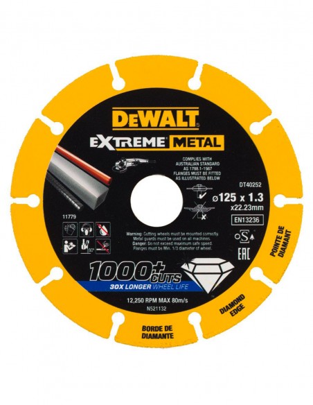 Disque de coupe diamant Extreme Metal DeWALT DT40252-QZ (Ø 125