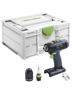 Taladro Atornillador FESTOOL T 18+3-Basic (Cuerpo solo + Systainer SYS3 M 187)