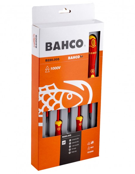Set mit 5 Isolierter VDE BahcoFit Schraubendreher BAHCO B220.005