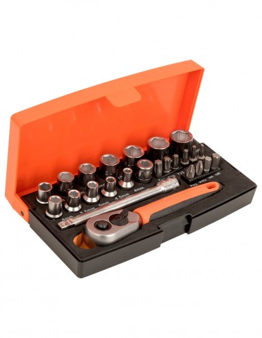 Set of socket wrenches and screwdriver bits 1/4" BAHCO SL25 (25