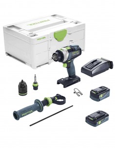 Trapano a Percussione FESTOOL QUADRIVE TPC 18/4 5,0/4,0 I-Plus (1 x 4,0Ah HPC-ASI + 1 x 5,0Ah ASI + TCL6 + Systainer SYS3 M187)
