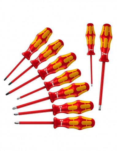 Set of 9 Kraftform Plus insulated screwdrivers WERA