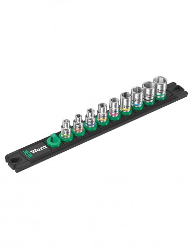Set of 9 Zyklop socket wrenches 1/4" WERA Nuss-Magnetleiste A 4