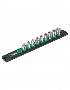 Set of 9 Zyklop socket wrenches 1/4" WERA Nuss-Magnetleiste A Imperial 1