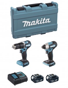 MAKITA Kit DLX2414ST (DHP487 + DTD157 + 2 x 5,0 Ah + DC18SD + Carrying Case)