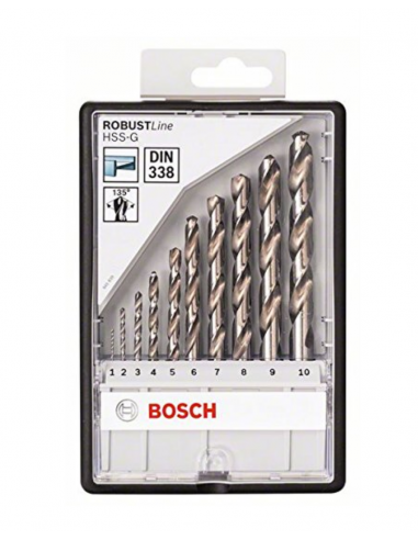BOSCH 10 Piece Robust Line HSS-G 1 to 10mm (2 607 010 535)